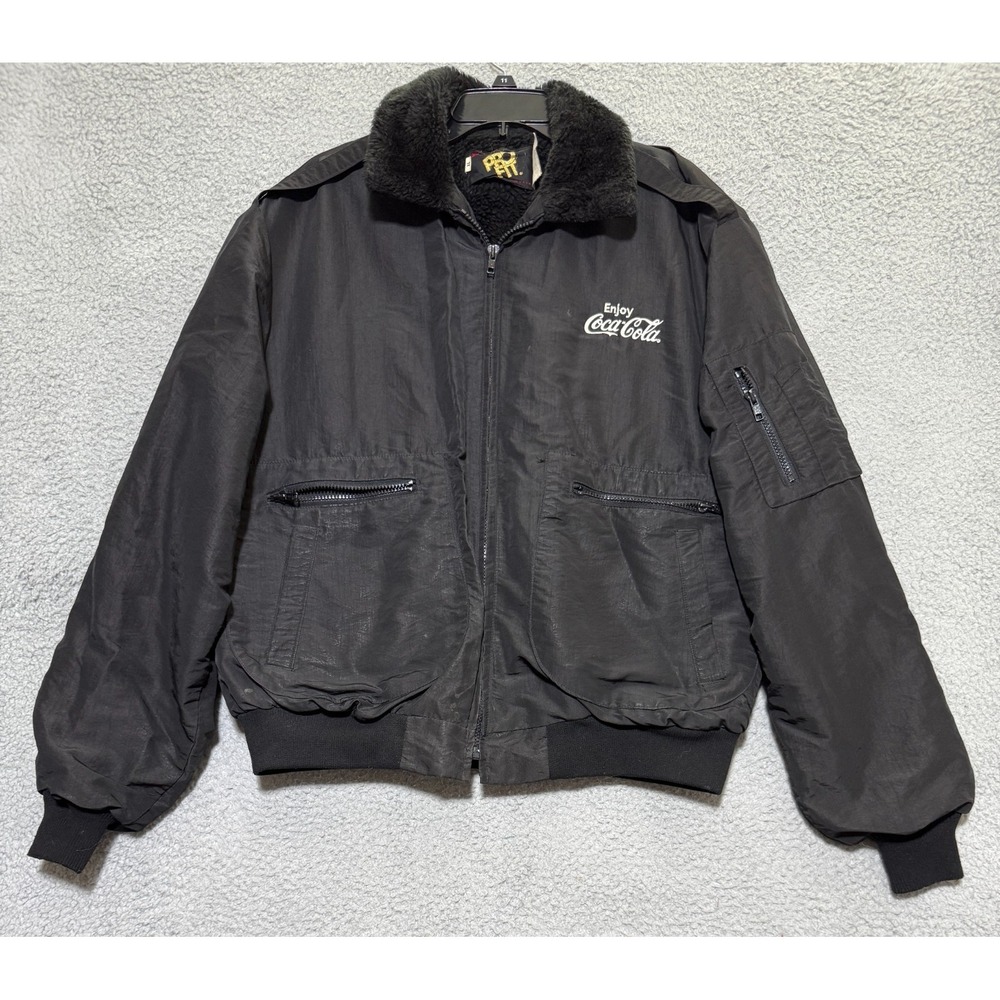 Vintage King Louie Pro Fit Full ZIp Faux Fur lined jacket mens XL Coca Cola‎ USA
